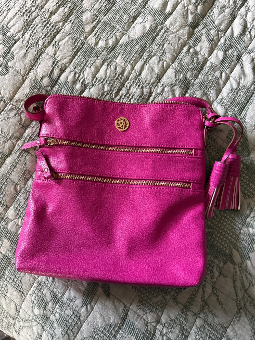 Anne Klein Bright Pink Women’s Crossbody Bag with Tassel